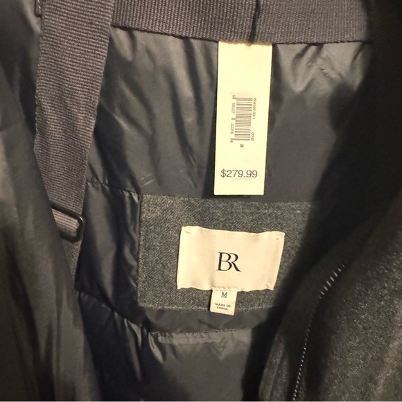 Last chance !NWT! Banana Republic Coal Black Flannel Long Puffer Coat - Medium - Picture 8 of 11